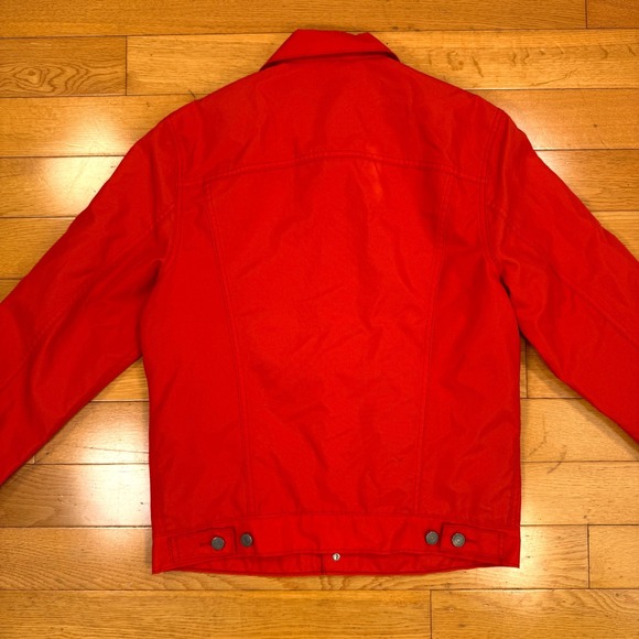 Levis Mens Orange Polyester Trucker Jacket Size Medium Button Up Coat - Picture 5 of 6